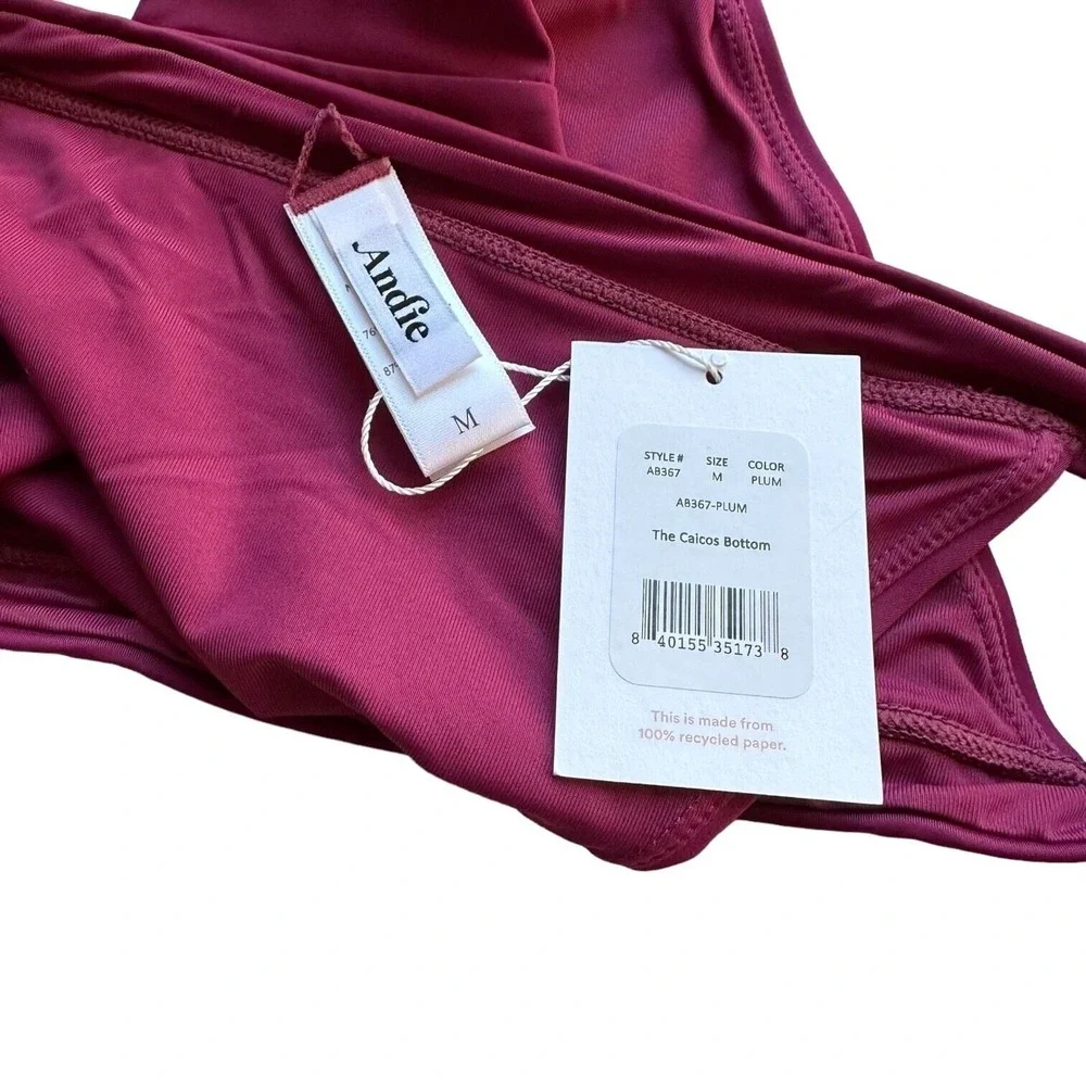 andie swim the caicos bikini bottom in purple plum, women size medium